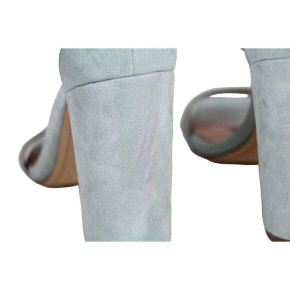 Sam Edelman Yaro BLUE GRAY SUEDE LEATHER HIGH HEEL OPEN TOE SLINGBACK SHOES 7M - Picture 5 of 9